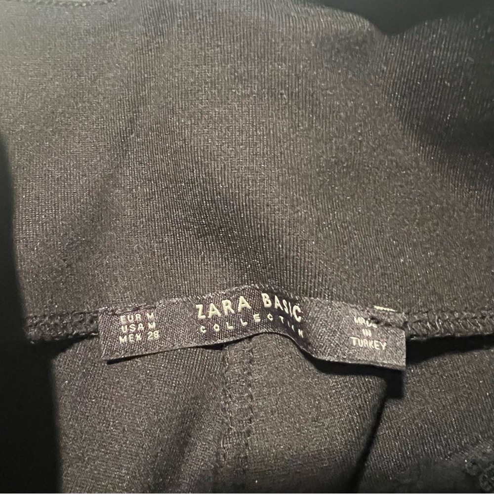 Zara Basic Collection Women's Sz Medium Pull On Dress Pants Skinny Black Texture - Picture 8 of 8